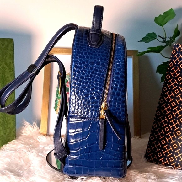 Tory Burch Croc-Embossed Backpack EUC - Picture 4 of 12